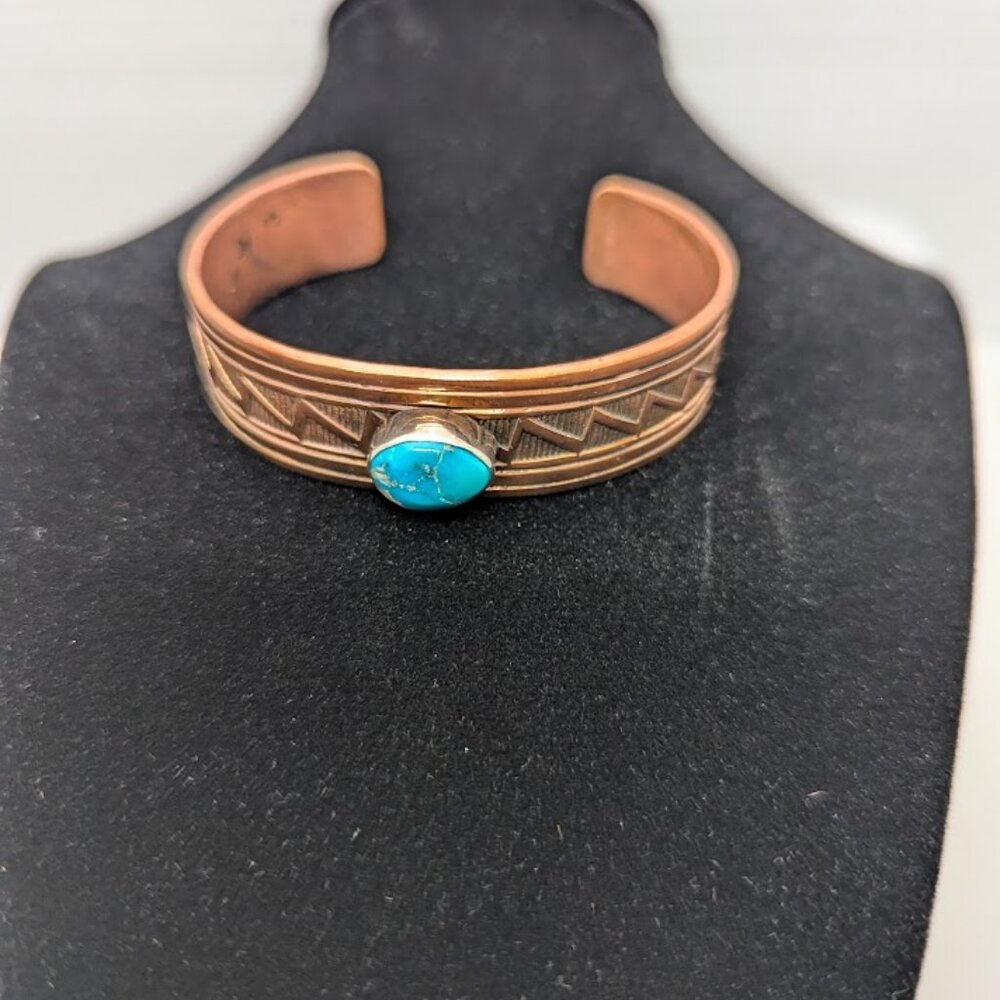 Peter Johnson Signed Native American Copper bracelet